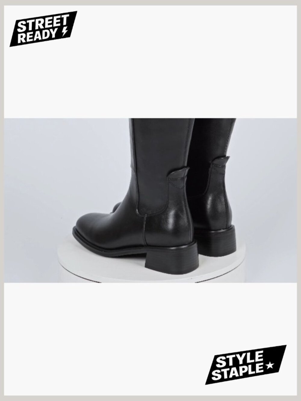 Knee High Boots Women Faux Leather Low Heel Square Toe Side Zipper Fall Boots - Picture 7 of 7
